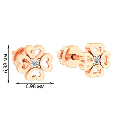 Золоті сережки пусети з фіанітами (арт. 110655)
