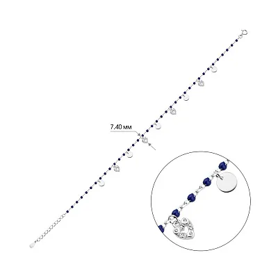 Браслет зі срібла з підвісками і синьою емаллю  (арт. 7509/3454ес)