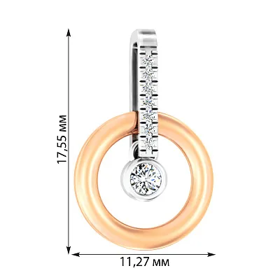 Кулон з червоного та білого золота з фіанітами (арт. 440522)