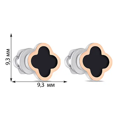 Сережки-пусети зі срібла з чорною емаллю  (арт. 7218/1018ечсю)