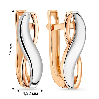 Сережки из комбинированного золота (арт. 106886)