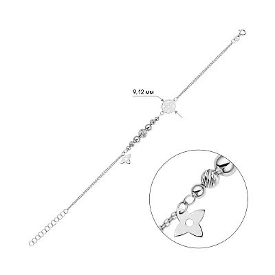 Золотий браслет в білому кольорі металу з підвіскою  (арт. 325465б)
