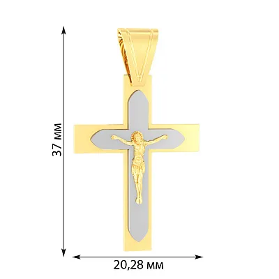 Золотий православний хрестик в жовтому і білому кольорі металу  (арт. 501370жб)