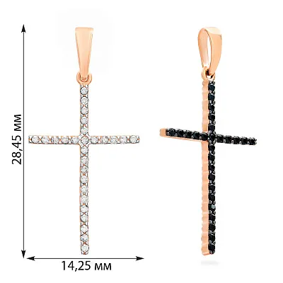 Крестик двухсторонний из красного золота с фианитами (арт. 440419ч)