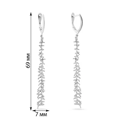 Довгі сережки-підвіски Francelli з білого золота  (арт. 106470б)
