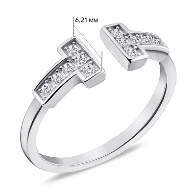 Незамкнутое кольцо из серебра с фианитами (арт. 7501/4696)
