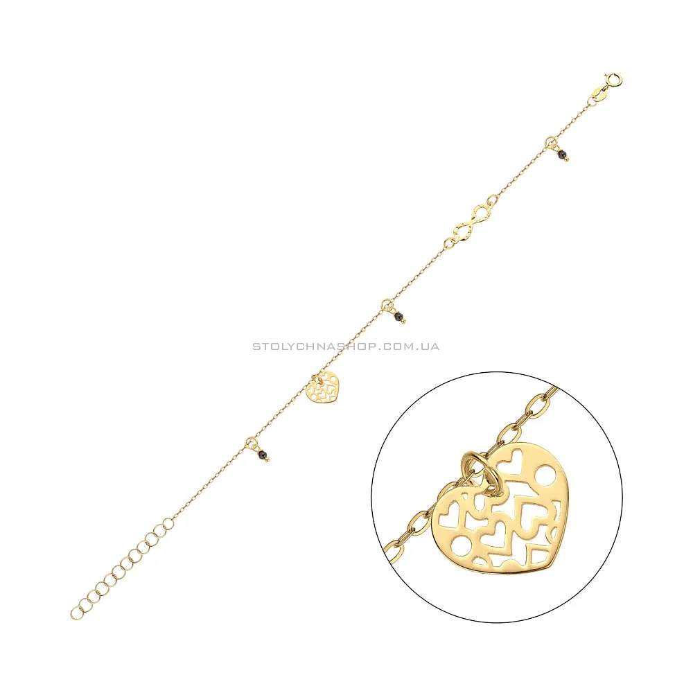 Золотой браслет Сердце с фианитами (арт. 326944жч) - цена