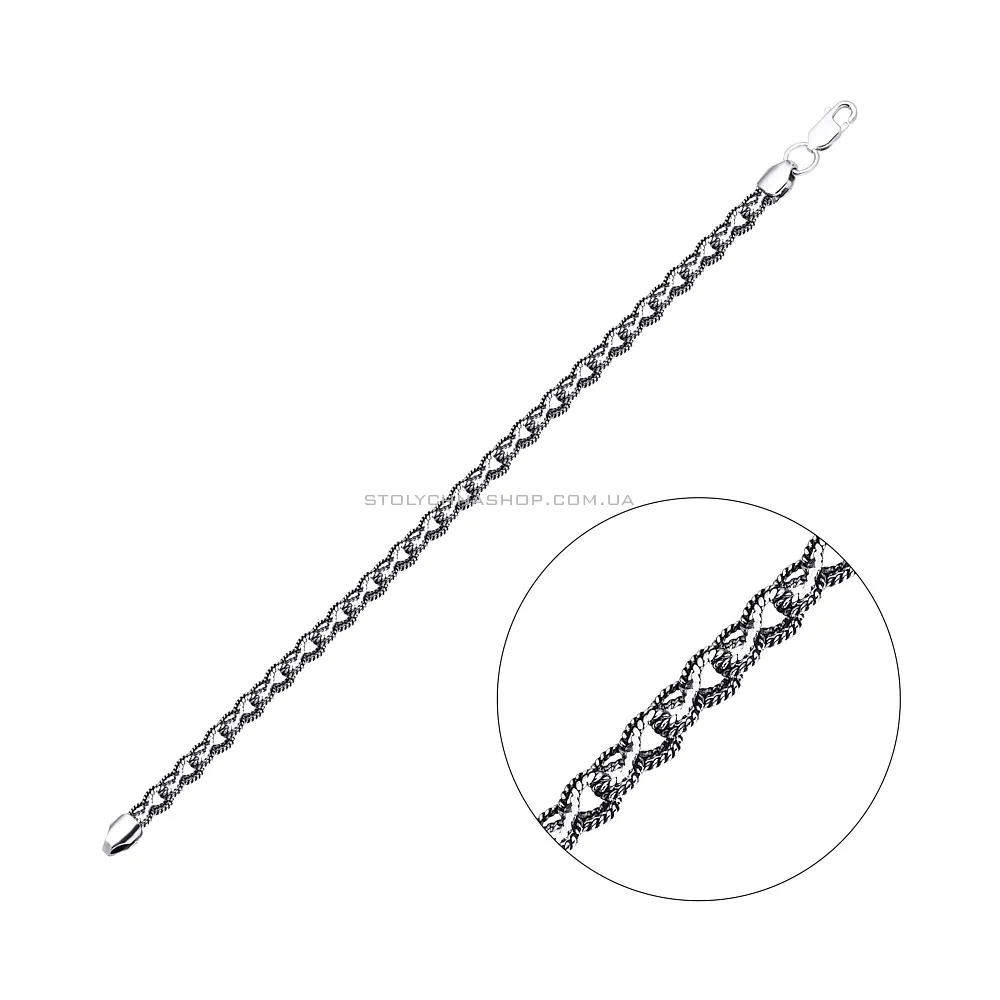 Срібний ланцюговий браслет на руку Фантазійного плетіння (арт. 7909/2051-ч)