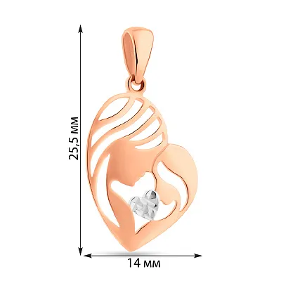 Золотий підвіс Мати і дитина з родіюванням (арт. 424664р)
