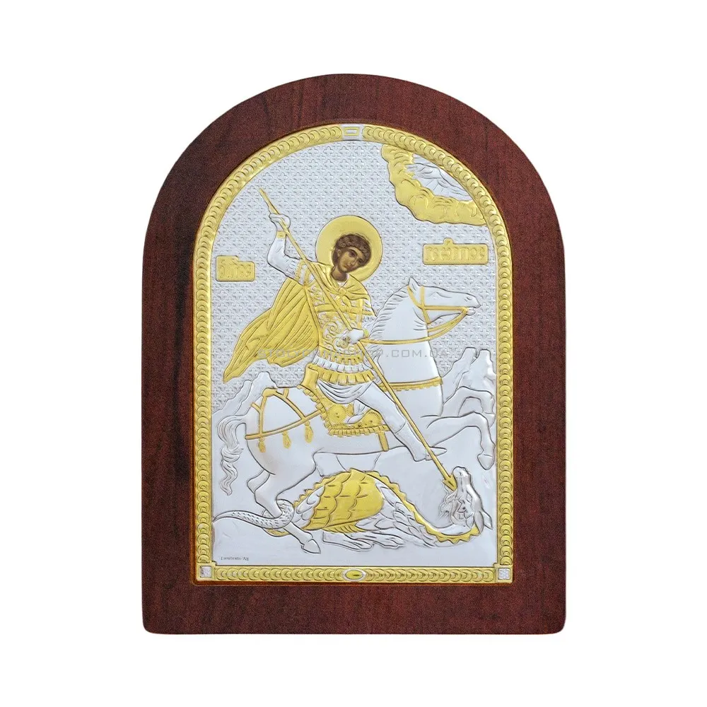 Серебряная икона "Георгий Победоносец" (220х175 мм) (арт. AR-5/004AG/R)