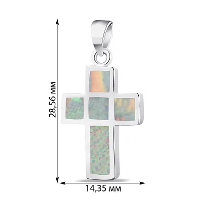Хрестик зі срібла з опалом (арт. 7503/3021Поб)