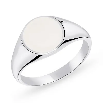 Серебряное кольцо с белой эмалью  (арт. 7501/5713еб)