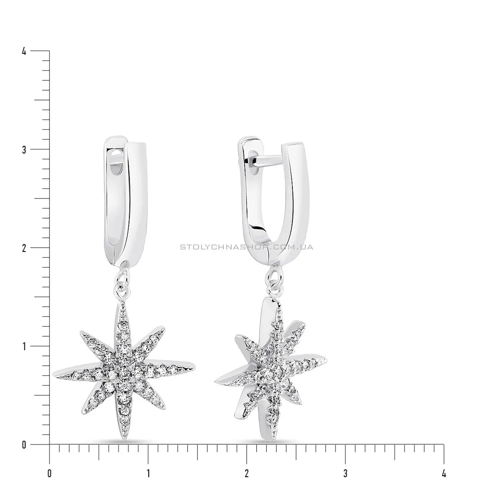 Срібні сережки-підвіски "Полярна зірка" (арт. 7502/4383)