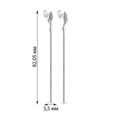 Довгі сережки зі срібла з фіанітами (арт. 7518/6814)