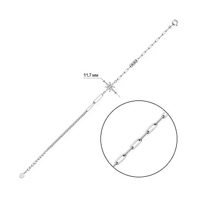 Серебряный браслет Полярная звезда с фианитами  (арт. 7509/3916)