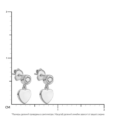 Серебряные серьги пусеты «Сердечки» с фианитами (арт. 7518/5604)