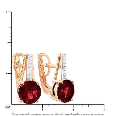 Сережки з червоного золота з кварцом і фіанітами (арт. 110394ПкГ)