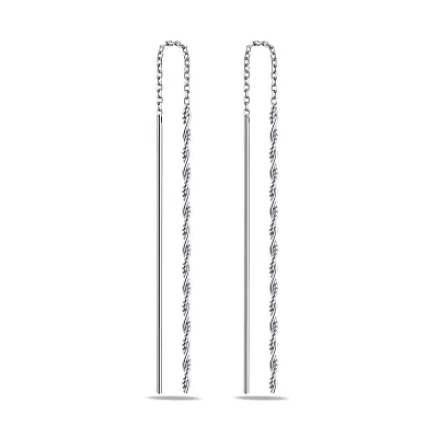 Переплетенные серьги-протяжки из серебра  (арт. 7502/4767)