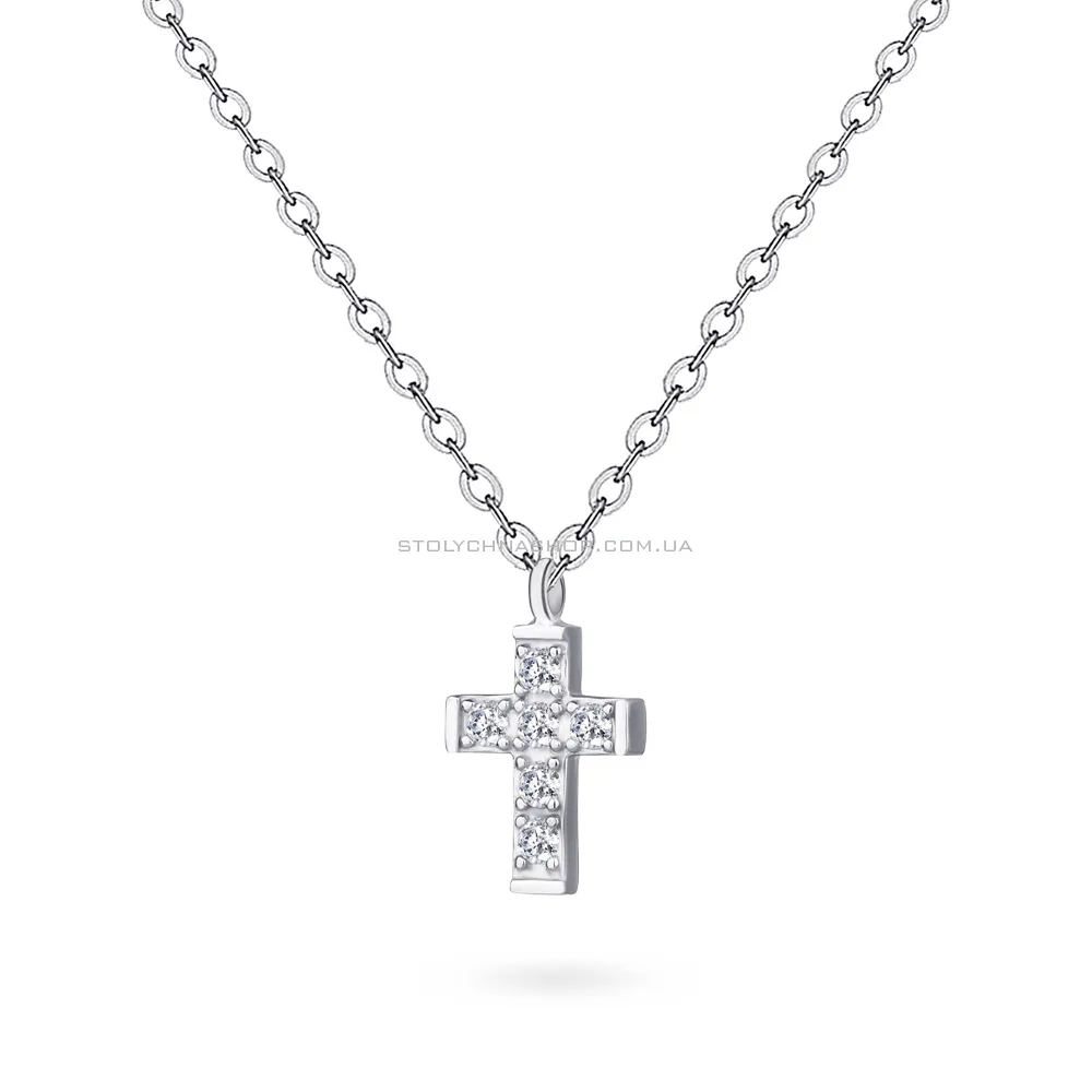 Срібне кольє «Хрестик» з фіанітами (арт. 7507/933)