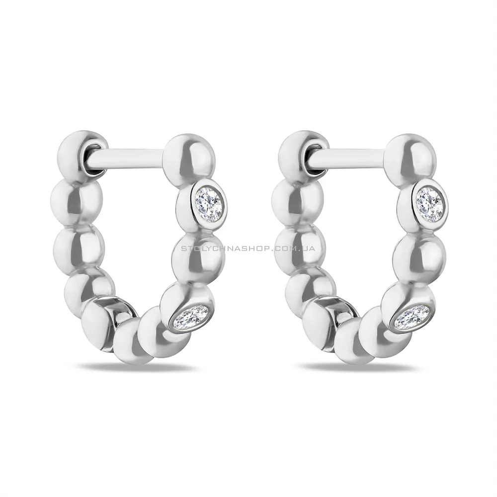 Срібні сережки-кільця з фіанітами  (арт. 7502/4627/15) - цена