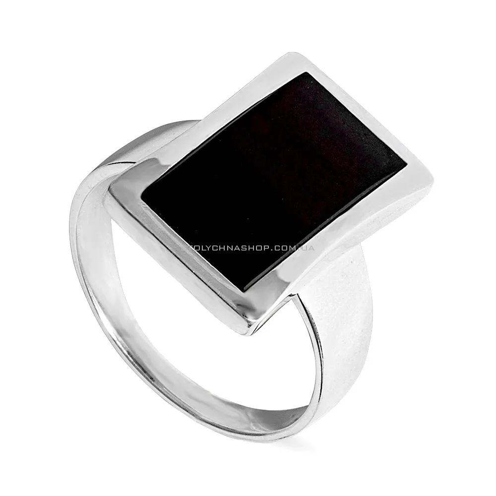 Серебряное кольцо с черным ониксом (арт. 7501/254о)