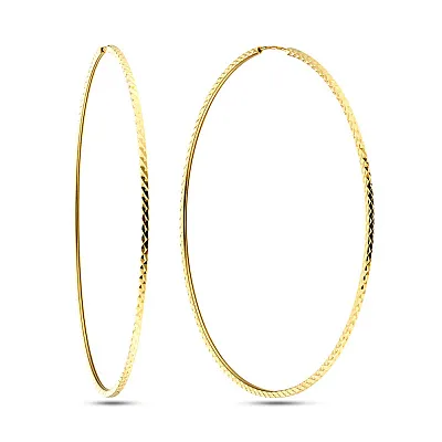 Золоті сережки-кільця з алмазним гравіюванням (арт. 100024/30ж)