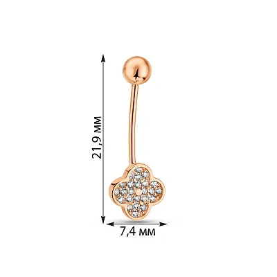 Пірсинг у пупок з червоного золота з фіанітами (арт. 130323)