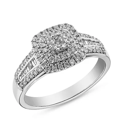 Золотое кольцо в белом цвете металла с бриллиантами (арт. К341140040б)