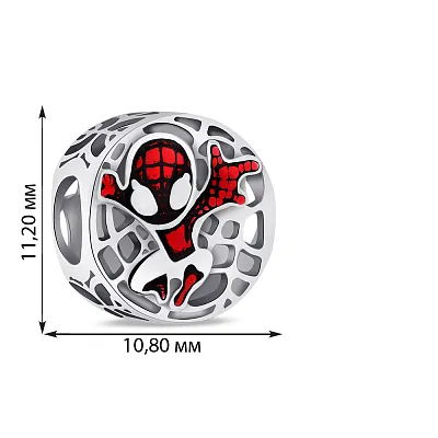 Срібний шарм Людина-павук з емаллю (арт. 7903/3892ек)