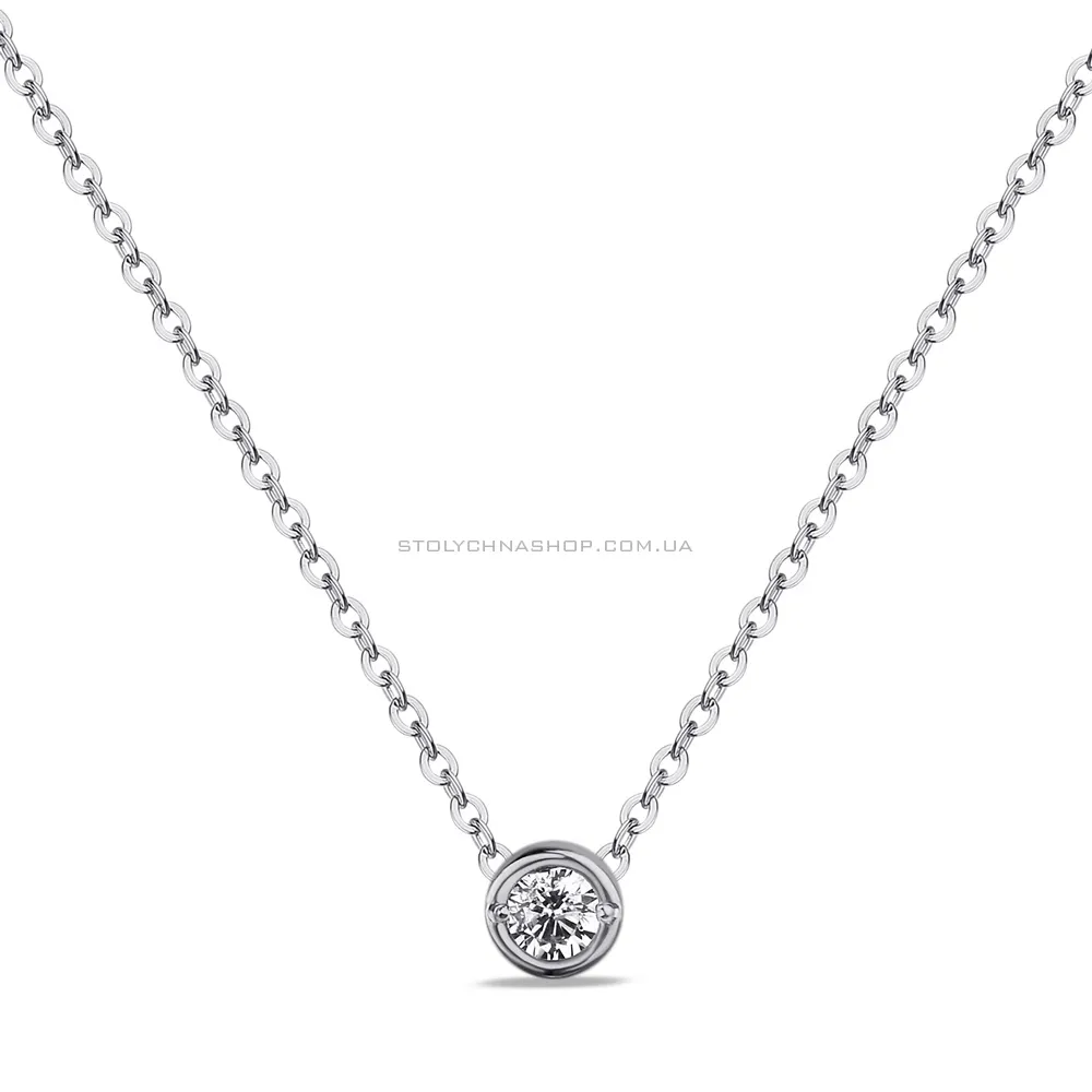 Серебряное колье с фианитом (арт. 7507/7-2024.30.2) - цена