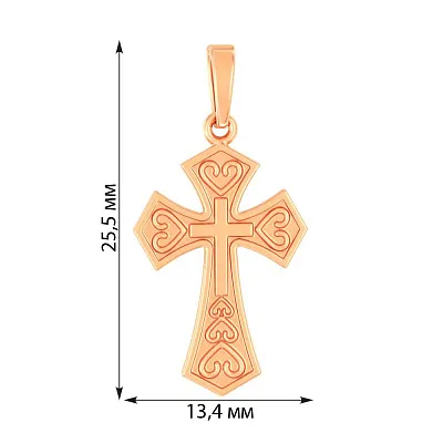 Золотой крестик в красном цвете металла  (арт. 440752)