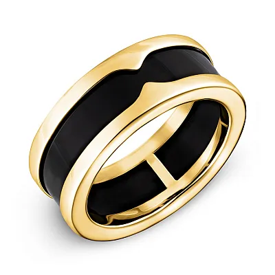 Золотое кольцо с ониксом  (арт. 152360жо)