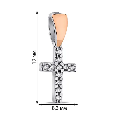 Срібний хрестик з фіанітами із золотою накладкою (арт. 7203/767пю)