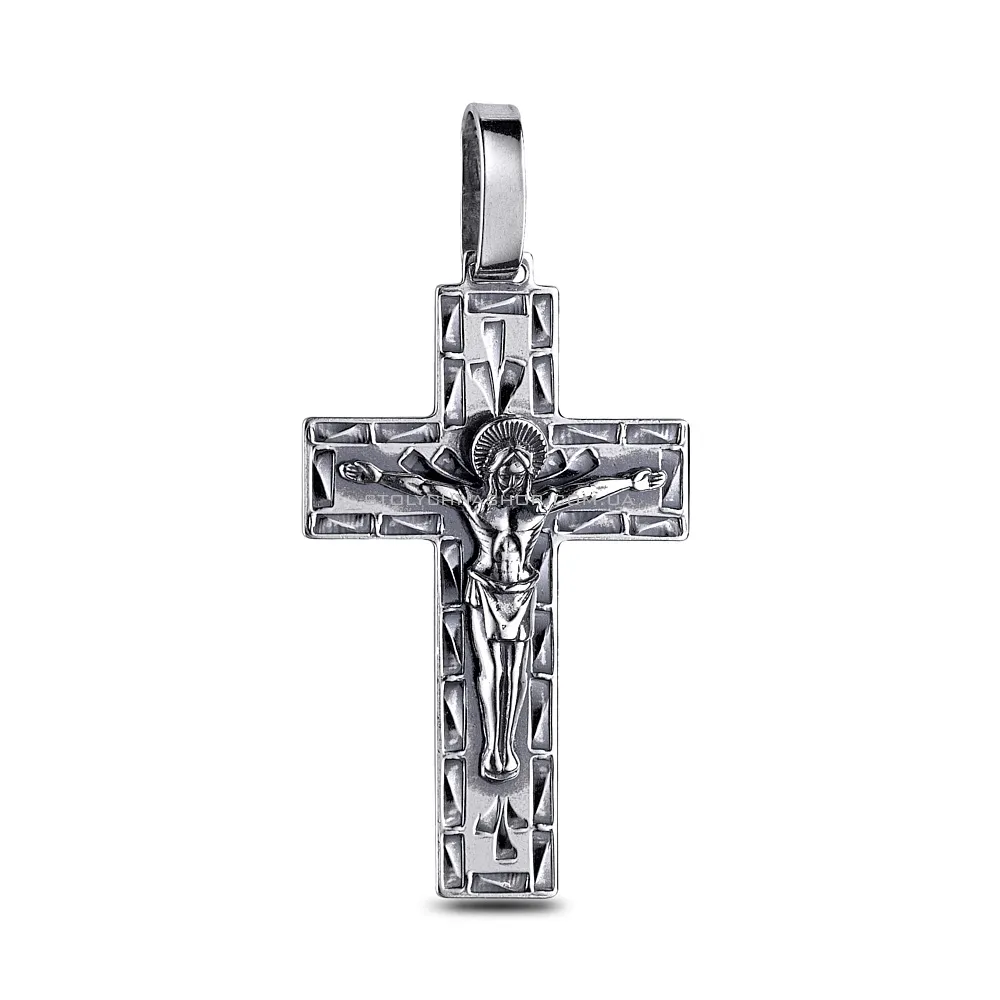 Серебряный нательный крестик с распятием (арт. 7904/3598-ч) - цена