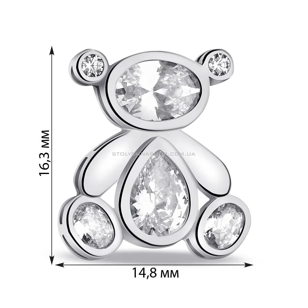 Срібна брошка Ведмедик з фіанітами (арт. 7505/206) - 2 - цена
