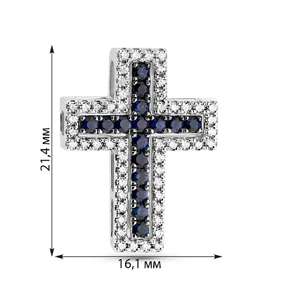 Хрестик трансформер з білого золота з сапфірами і діамантами (арт. 3109472202с)