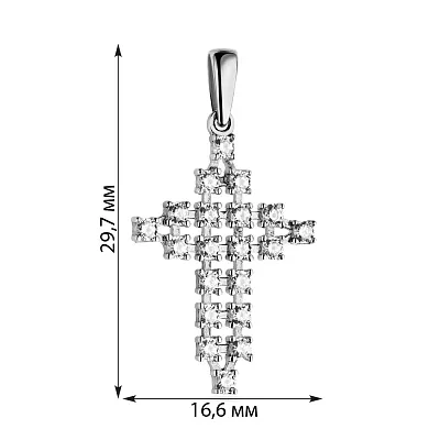 Хрестик з білого золота з фіанітами  (арт. 421305б)