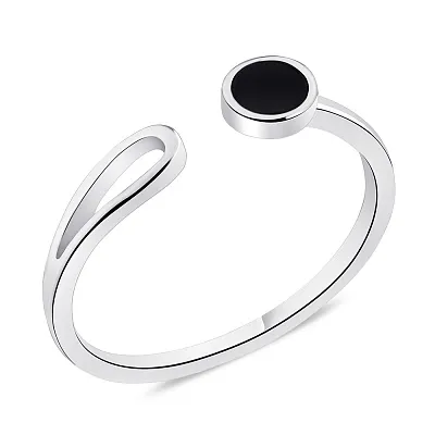 Серебряное незамкнутое кольцо с ониксом (арт. 7501/К2О/1022)