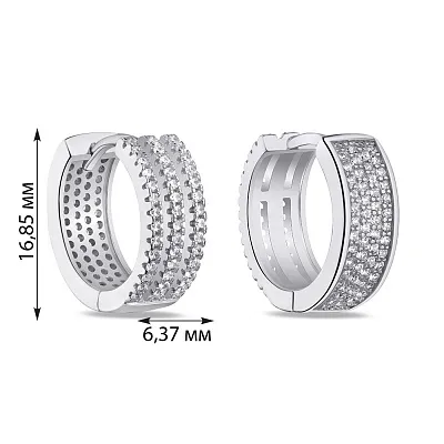 Двосторонні сережки зі срібла з фіанітами (арт. 7502/СК2Ф/2050)