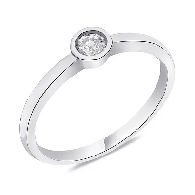 Серебряное кольцо с одним фианитом (арт. 7501/К2Ф/1237-18)