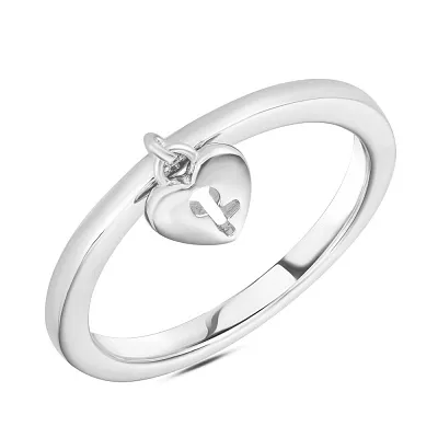 Кольцо «Сердце» из серебра с подвеской  (арт. 7501/4810)