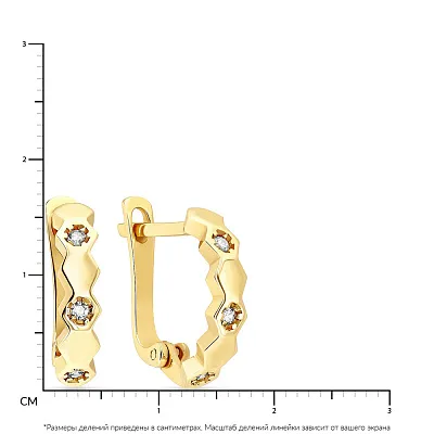 Сережки золоті в жовтому кольорі металу з фіанітами (арт. 107605ж)