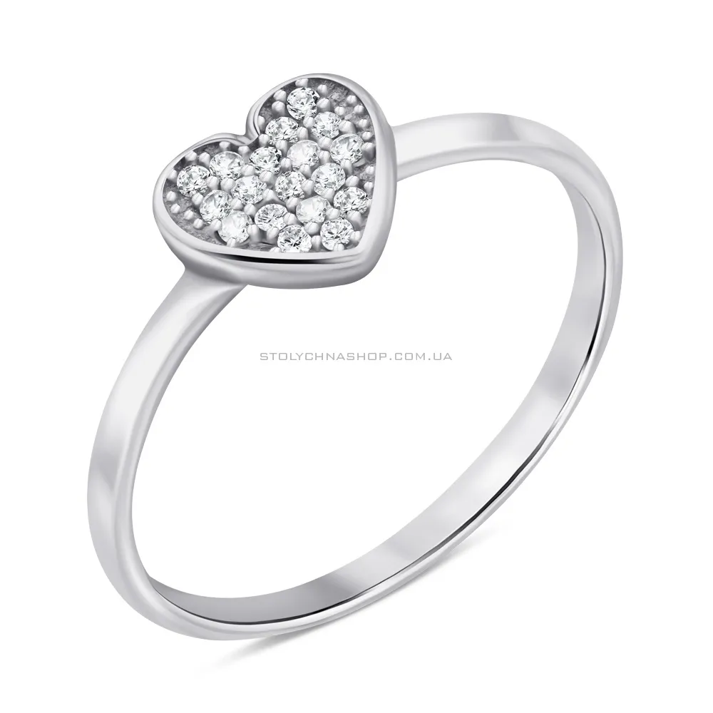 Серебряное кольцо Сердце с фианитами (арт. 7501/6766) - цена