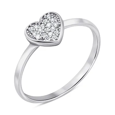 Серебряное кольцо Сердце с фианитами (арт. 7501/6766)