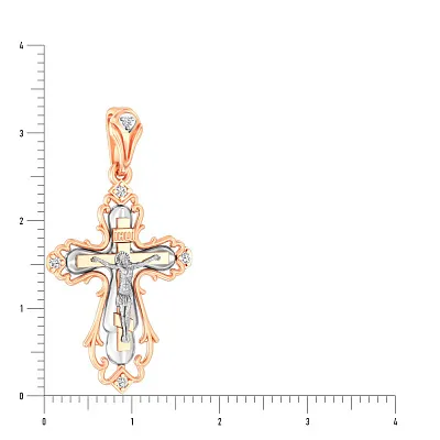 Золотой крестик с распятием и фианитами (арт. 501097)
