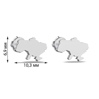 Срібні сережки-пусети "Україна"  (арт. 7518/510сп)