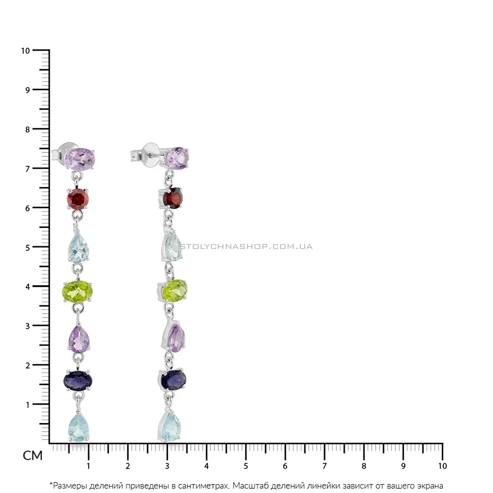 Срібні сережки-підвіски з різнокольоровими альпінітами  (арт. 7518/6091а)