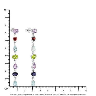Срібні сережки-підвіски з різнокольоровими альпінітами  (арт. 7518/6091а)