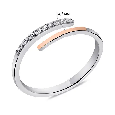 Незамкнутое кольцо из серебра с фианитами (арт. 7201/589кп)