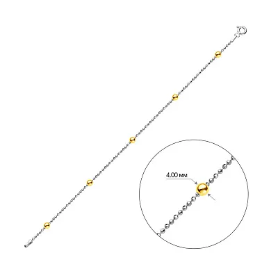 Срібний браслет з жовтими кульками  (арт. 7509/1643бж)